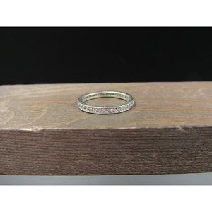 Size 6 Sterling Silver Clear Cubic Zirconia Simple Gem Band Ring